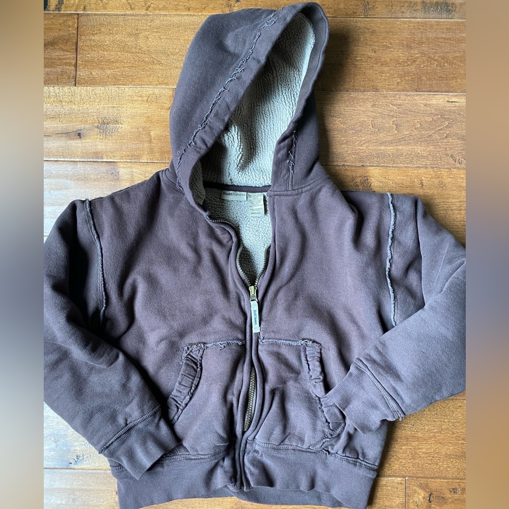 Ruff Hewn Boys Sherpa type lined full zip sweatshirt - Brown - Size M(10-12)